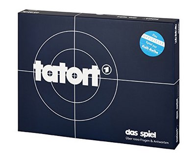 Brettspiel Tatort mit dunkelblauem Cover und Fadenkreuz-Motiv