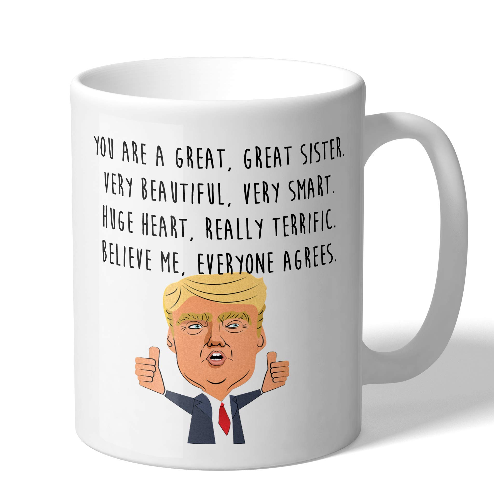 Weiße Kaffeetasse mit lustigem Donald-Trump-Motiv, 325 ml