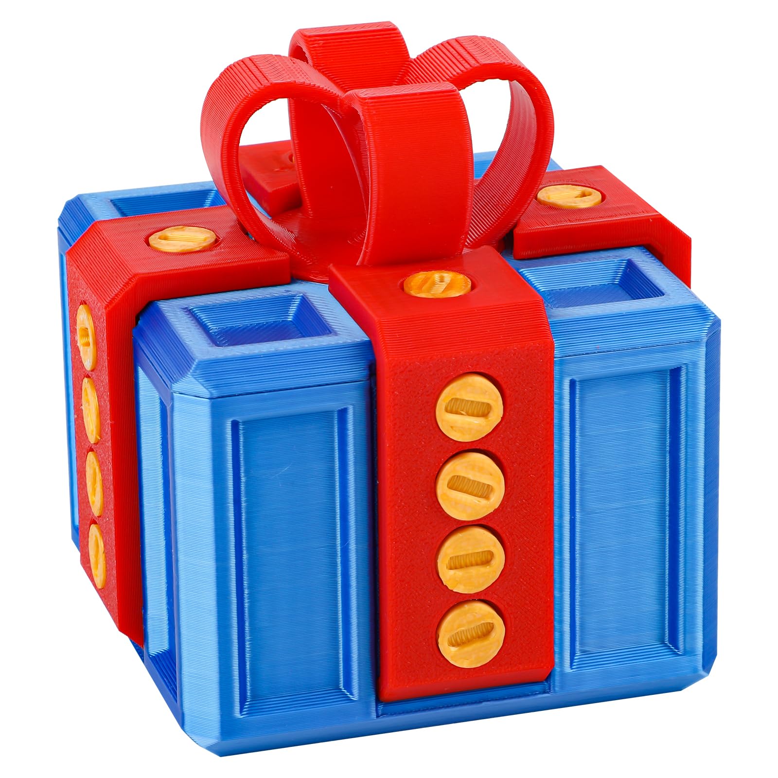 3D-Geschenkbox voller Schrauben als Streich-Behälter für Geld oder Gutscheine