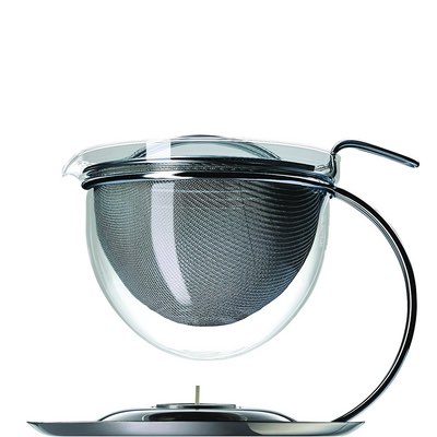 Glas-Teekanne FILIO mit Edelstahlsieb, Bügel und integriertem Stövchen